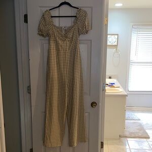 Pretty Little Thing Gingham Puff Sleeve Jumpsuit